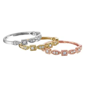 14K Rose, White, and Yellow Marquise & Square Shape Stackable