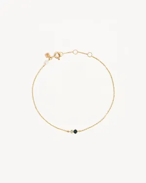 14k Solid Gold Magic Within Birthstone Diamond Bracelet - December - Blue Topaz
