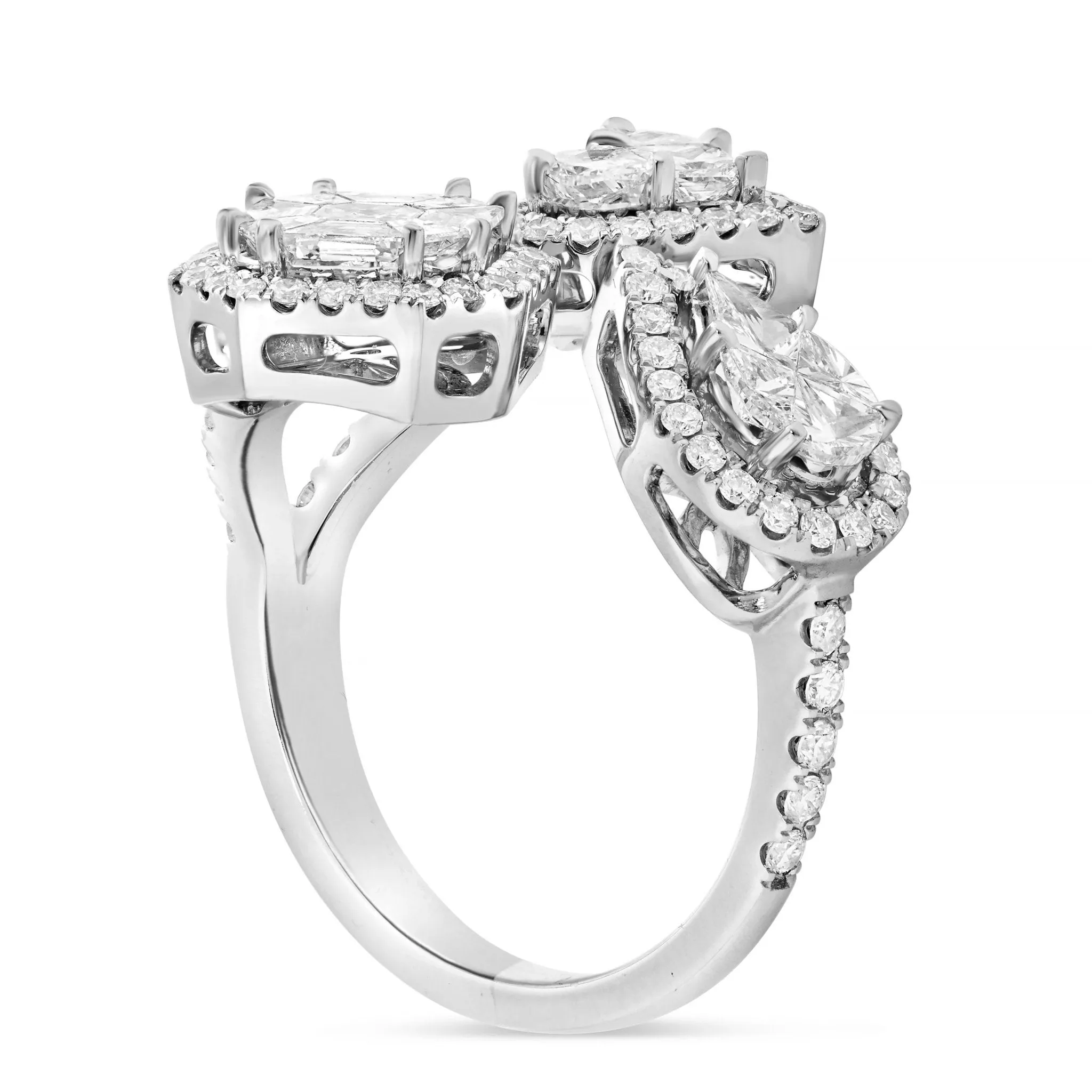 18K Gold Two Tone 1.67ct Three Stone Accent Diamond Wrap Ring