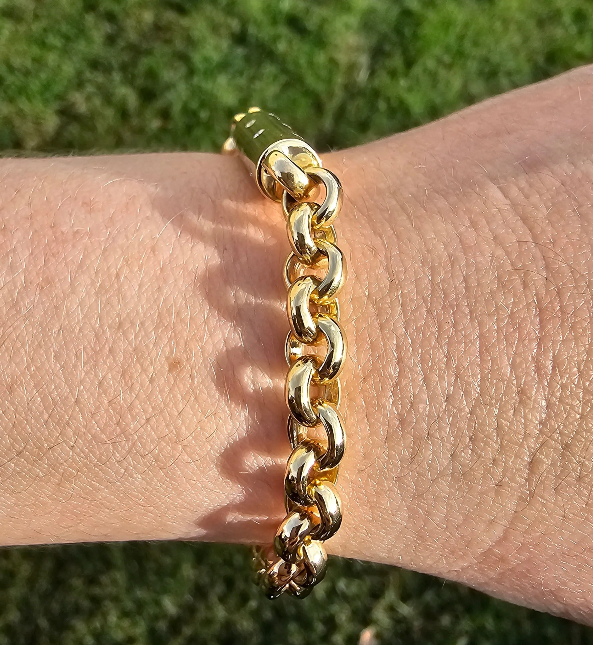 18k Yellow Gold Diamond Barrel Chain Bracelet (I8290)