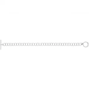Acotis Silver Bracelet Rhodium Plated T-Bar Circle Link G2703rh