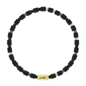AMOR Twisted Hexagon on Onyx Bead Bracelet