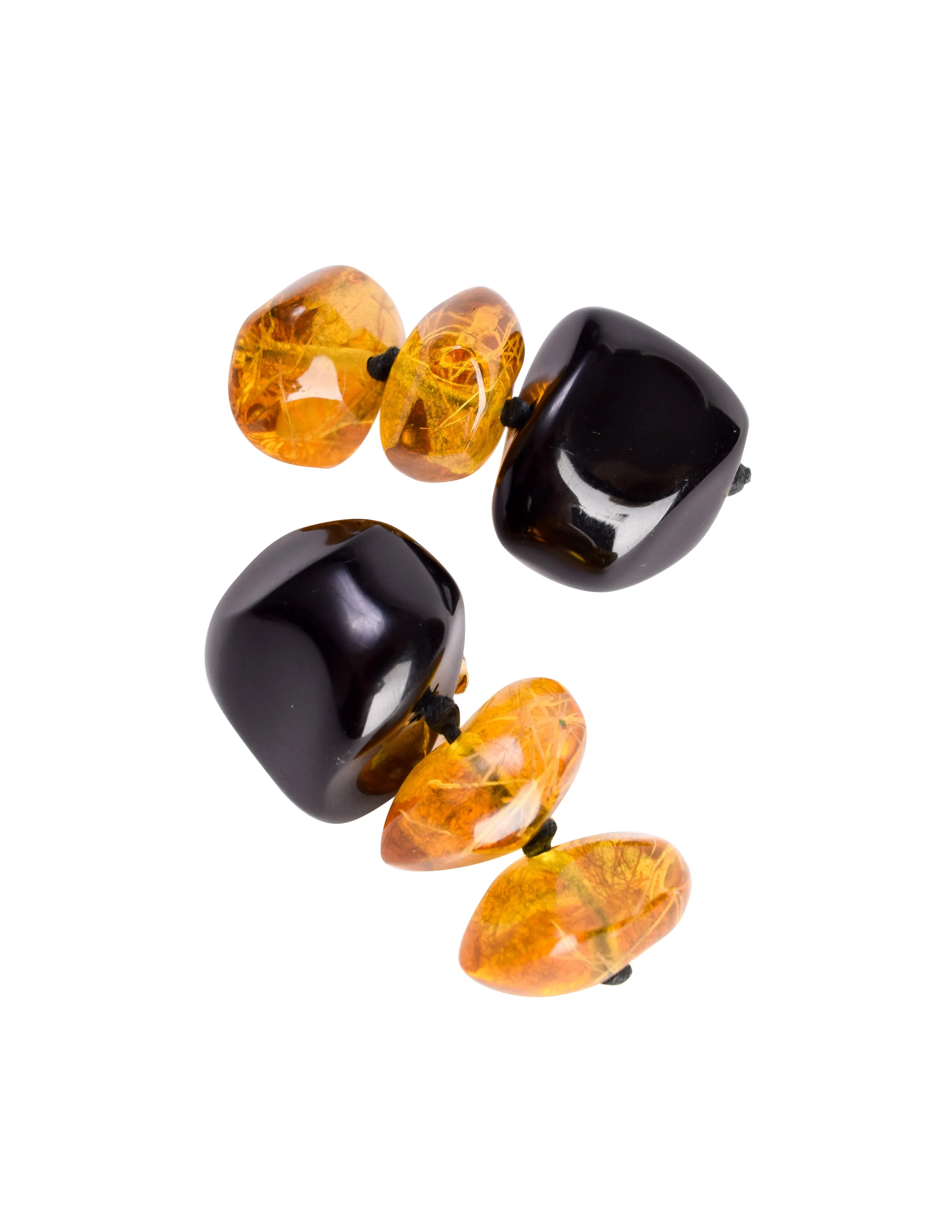 Gerda Lynggaard Monies Vintage Chunky Black Resin Amber Dangle Earrings