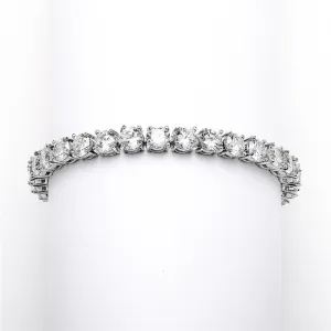 Glamorous Silver Rhodium Bridal or Prom Tennis Bracelet in Petite Size