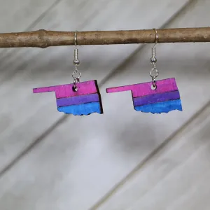 LGBTQIA  Oklahoma Bi Wooden Dangle Earrings by Cate's Concepts, LLC