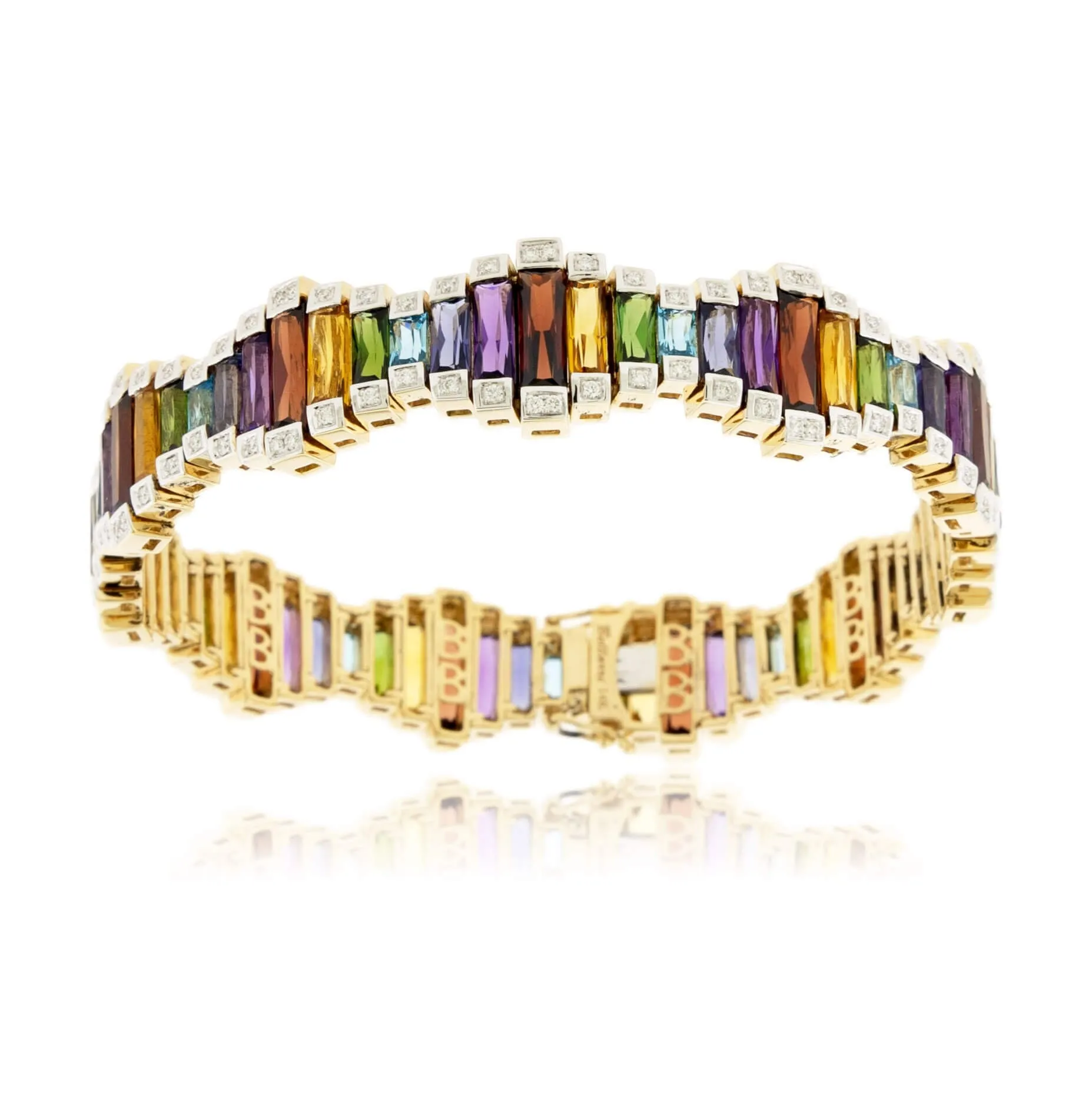 Mixed Gemstone & Diamond Flexing Tennis Bracelet