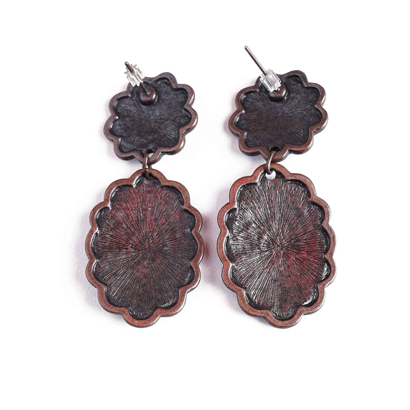 Montana West Copper Oval Floral Concho Dangling Earrings