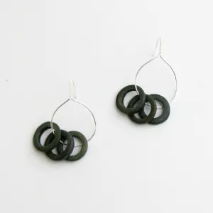 Olive Circle Dangle Earrings