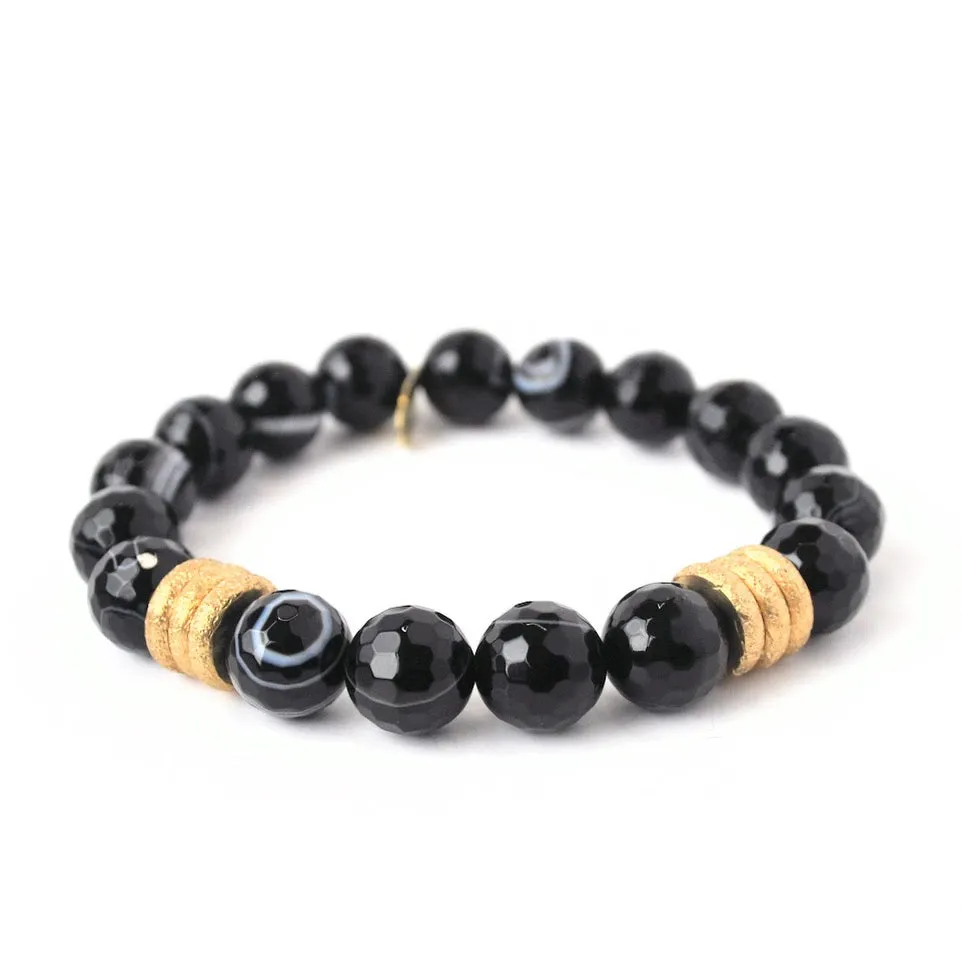 Onyx Crystal Bracelet | Faceted   Gold Rings