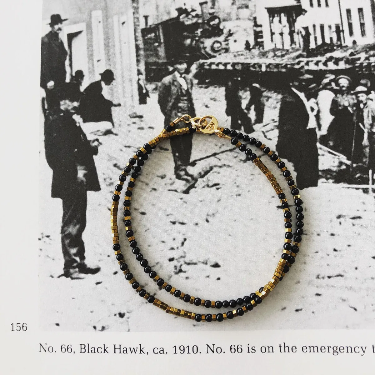 "Black Hawk" Onyx and Hematite Gemstone Beaded Wrap Bracelet