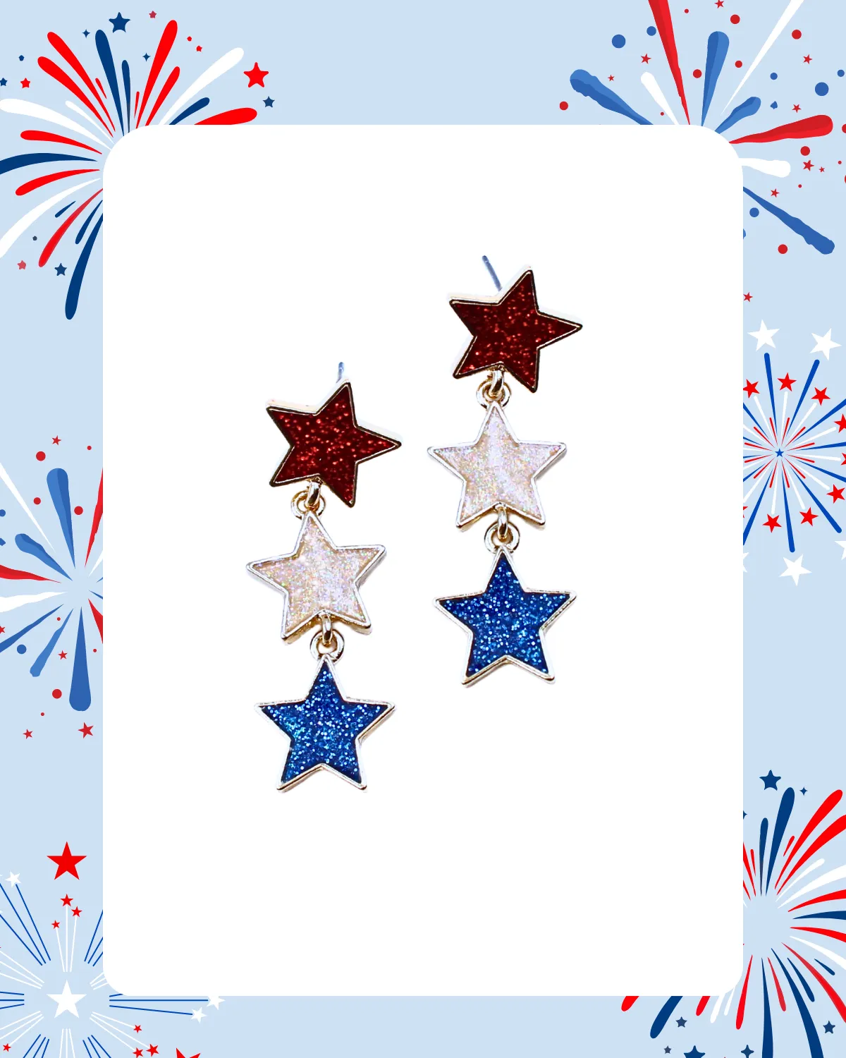 Red, White, Blue Stars Earrings