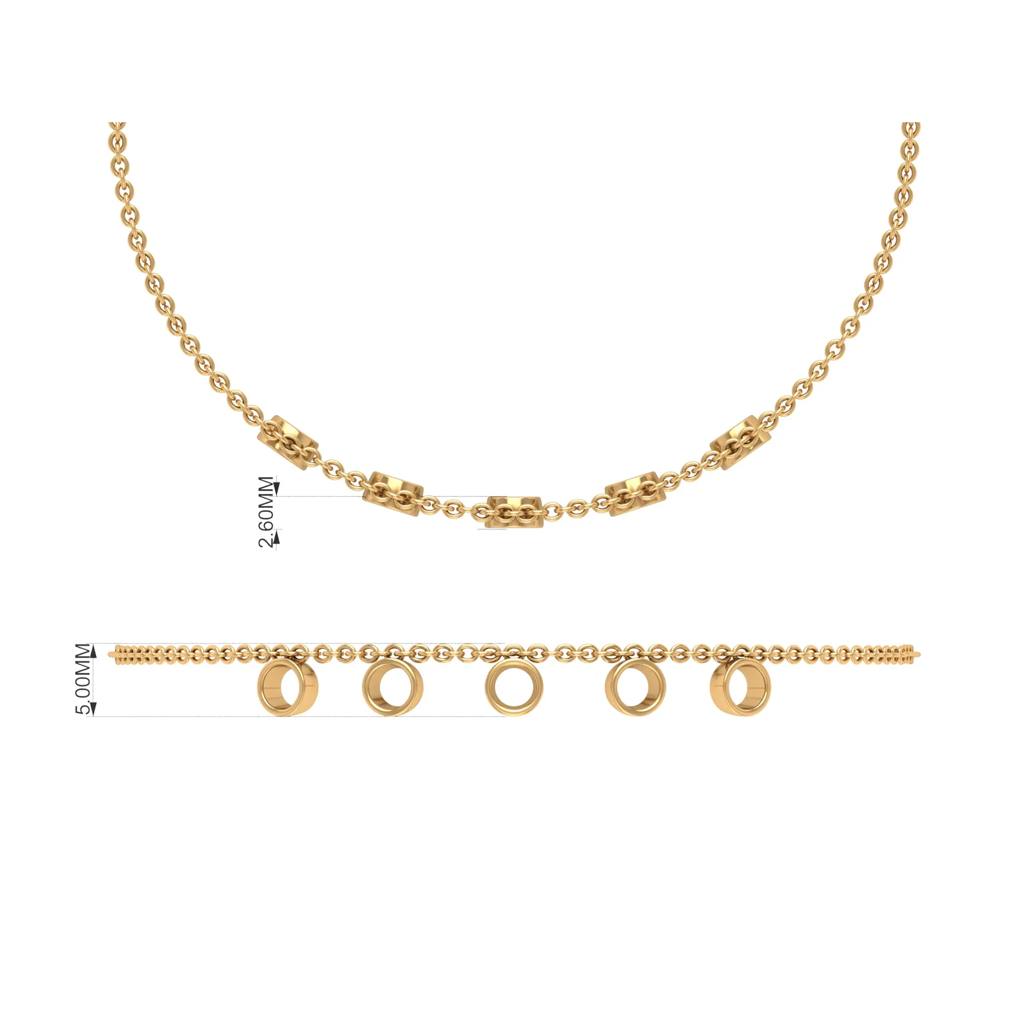 Round Yellow Sapphire Station Chain Bracelet