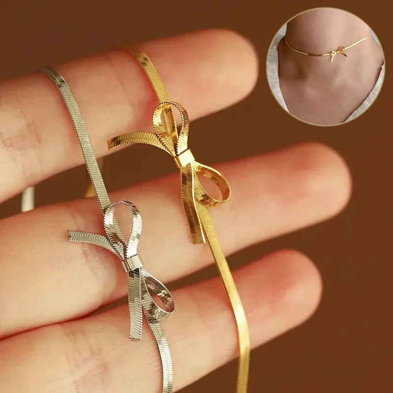 Snake Chain Bow Necklace/Earings